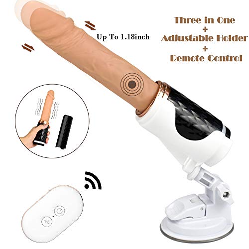 Realistic Telescopic Remote Control Suction Cup Vibrator Clitoris Vagina G-spot Stimulator with Adjustable Holder, Treediride 7 Telescopic & 7 Vibrating Modes USB Rechargeable Skin-friendly Adult Toys