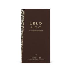 LELO HEX Respect, XL Size, Luxury Condoms with Unique Hexagonal Structure, Thin Yet Strong Latex Condom, Lubricated (12 pack)