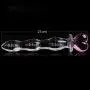 Crystal Glass Pleasure Wand Dildo Penis, Pink Crystal Glass Pleasure Wand Dildo Penis, Pink