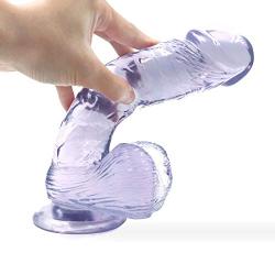 JSCRlove 8.66 Inch Realistic Ultra Soft-Ďîld with Suction Cup for Hand-Free Play Soft-Ďîldɔ Massage Wand Transparent Purple Women Socks