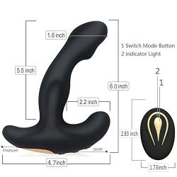 Male Prostate Anal Vibrators Unisex Massager with 12 Stimulation Patterns and 2 Powerful Motors, SXOVO Wireless Remote Vibrating G-spot Waterproof Smooth Silicone Sex Toy for Men, Women and Couples