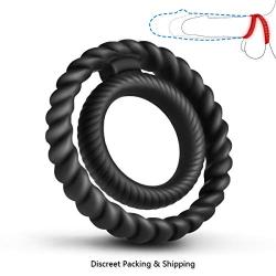 Silicone Dual Penis Ring, Premium Stretchy Longer Harder Stronger Erection Cock Ring Better Sex Erection Enhancing and Orgasm Sex Toy for Male Couple