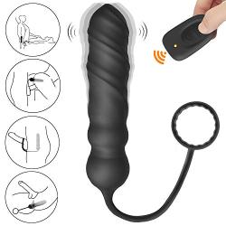 Vibrating Butt Plug with Penis Ring, Silicone Anal Vibrator with 16 Powerful Vibration Modes, Wireless Remote Control Anal Plug Sex Toys for Couples Sex,Men,Women