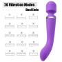 Upgraded Powerful Rechargeable Handheld Wand Massager, Waterproof with 8 Powerful Multi Speed, 20 Strong Patterns, Rechargeable Body Handheld Massager for Muscle Aches and Sports Recovery, Purple