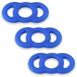 LeLuv Cock Rings Eyro Slippery Blue Silicone .6 inch Unstretched Diameter 3 Pack