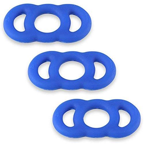 LeLuv Cock Rings Eyro Slippery Blue Silicone .6 inch Unstretched Diameter 3 Pack