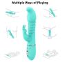 Thrusting Rabbit Vibrator with 3 Powerful Thrusting Actions 7 Vibration Modes for G Spot Clitoris Stimulation, PALOQUETH Waterproof Dildo Bunny Vibrator Personal Sex Toy for Women, Rechargeable Blue