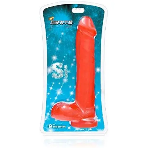 Ignite Cock with Balls and Suction Cup Dildo, Red, 9 Inch Ignite Cock with Balls and Suction Cup Dildo, Red, 9 Inch