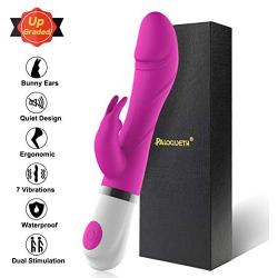 G Spot Rabbit Vibrator with 7 Powerful Vibration Modes Dual Motors for Beginners, PALOQUETH Silicone Bunny Vibrator Cordless Clitoral Stimulator Adult Sex Toys for Women Waterproof