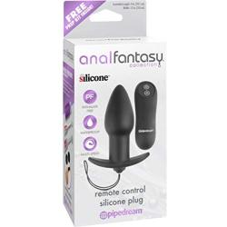 Anal Fantasy Remote Control Silicone Plug, 4 Inch, Waterproof, Black