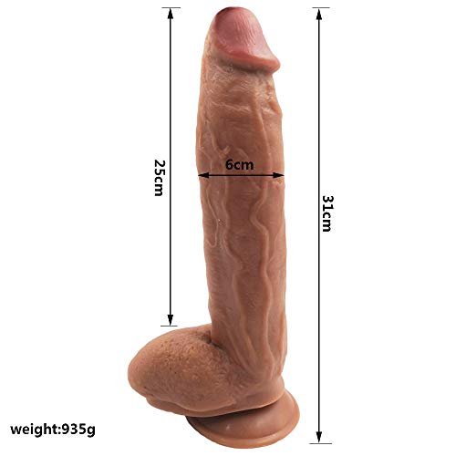 LIUOOJU 12.2 inch Dîldɔ Lifelike Realistic Toy Real Feel Toy with Strong Base