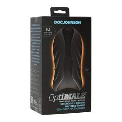 Doc Johnson OptiMALE - SecondSkyn Silicone Warming Stroker - 10 Vibration Functions - Rechargeable, Black/Slate