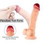 Alona Realistic Ultra-Soft Dildo, Dual-Layered 7 Inch Length Big Dilldó with Suction Cup for Hands-Free Play, Lifelike Penis for Vaginal G-spot and Anal Play Flesh