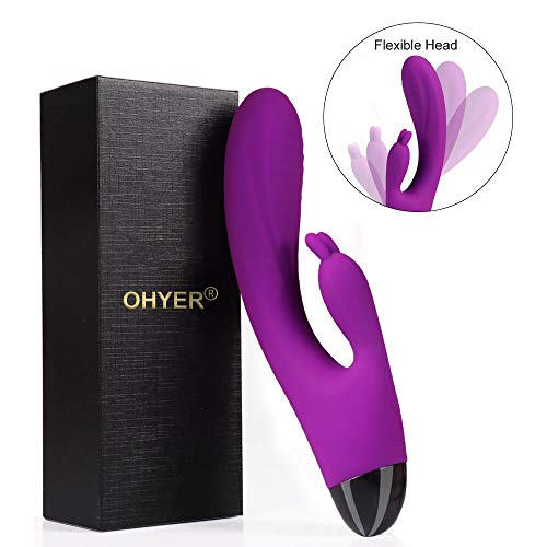 G Spot Rabbit Vibrator Anal Dildo Viberate Adult Toy for Clitoris Stimulation, OHYER Personal Massager Adult Sex Toys with 10 Vibration Modes Dual Motor Stimulator for Women or Couple （Purple）