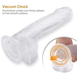 8 Inch-Dildò With Powerful Suction Cup For Hands-Free Play Safe and Healthy Transparent