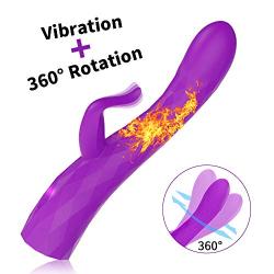 Rotating G-spot Clitoris Rabbit Vibrator - Adorime Powerful Rechargeable Clitoral Massager Heating Vibrator with 7 Modes, Waterproof Adult Sex Toys Stimulator Sex Things for Women