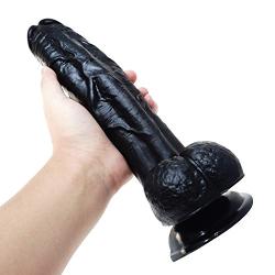 Feeke Realistic Soft 11.4-inch Dîldɔ Huge Massager with Powerful Suction Cup DEPUR (Color : Black)