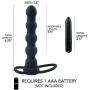 Beaded Vibrating Anal Probe Cock Ring - Dual Penetration Anal Sex Toy