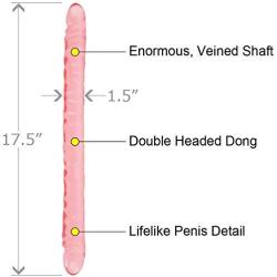 California Exotics Slim Jim Duo Super Slim Double Dong, Veined, 17.5"