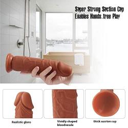 ANFEI Double Layered Silicone Large Size Dildo, Hyper Realistic Premium Penis Sex Toys with Suction Cup(No Eggs,Total 24cm,Width 5.57cm)