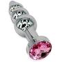 Metal Anal Trainer Butt Plug for Beginners, Eastern Delights 3 Beads Anal Sex Toy, Pink