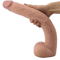 InvincibleFun Fun Toy 16 Inch Wand Female Extra Huge Big Lifelike Personal Vibrant Massage Wand Toys Body Massager with Large Balls and Head Brown Women Easy to Clean Swell