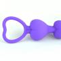 LoveI Anal Sex Toy Beads Butt Plug Heart Shaped Prostate Massager with Safe Pull Ring Handle Soft Carry Bag Unisex G Spot - Purple