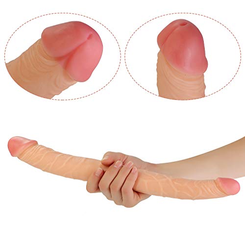 ZJYSMGS1018 Feel The Truth Double Sided Big Toy Real Feel Soft Flexible Double Head Massage - 37cm ZJYSMGS1018