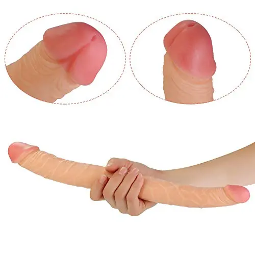 ZJYSMGS1018 Feel The Truth Double Sided Big Toy Real Feel Soft Flexible Double Head Massage - 37cm ZJYSMGS1018