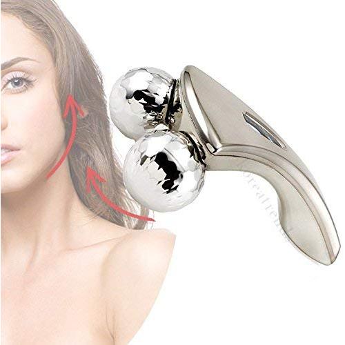 KoreaTrends 3D Roller Face Massager, Body Face Massager, (Silver)