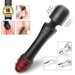 Wand Massager Vibrator for Women - Waterproof Rechargeable Dildo for Clitoral G-Spot Intense Orgasm, 7 Modes Double Head Vibrating and 107.6°F Heated for Realistic Vaginal Clitoris Anal Stimulation