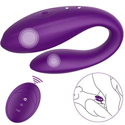 G-Spot Vibrators, Xocity, Clitoral Nipple Anal Vagina Vibrator with 10 Vibrations 10M Remote Control, Adult Sex Toys with Dual Motors for Women Men Male Female Couples Play, Purple