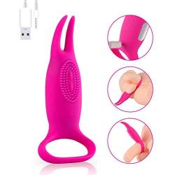 Penis Ring Sex Vibrator Toy, SHEQU Vibrating Cock Ring Couple Toy Vagina Multi-Tentacles with Clamp Clitoris Stimulator with 10 Vibration Mode Cockring for Men and Women