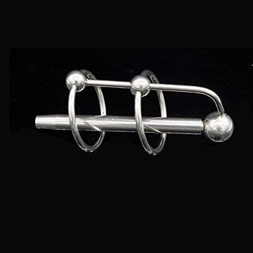 Raycity Stainless Steel Urethral Sound Catheter Stretching Dilator Penis Plug w/ 2 Rings for Male Beginner