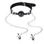 ACSUSS PU Leather Collar Strap with Silicone Ball Mouth Gag and Clamps Clip