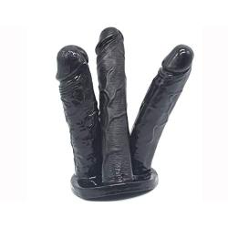 JU FU Simulated Penis Adult Sex Products（ 3 in 1） Reality Dildo Anal Plug Anal Bead Toy Set PVC Gay Gel Anal Female Male Toy/Black |