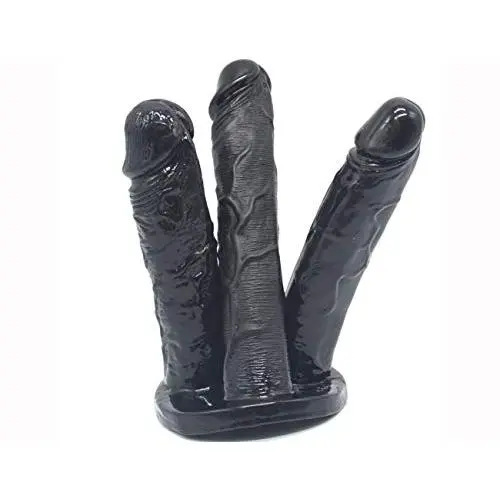 JU FU Simulated Penis Adult Sex Products（ 3 in 1） Reality Dildo Anal Plug Anal Bead Toy Set PVC Gay Gel Anal Female Male Toy/Black |