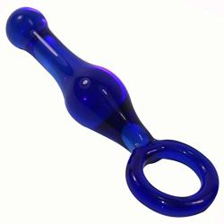 Glow Castle Crystal Glass Pleasure Wand Dildo Penis - Dark blue love