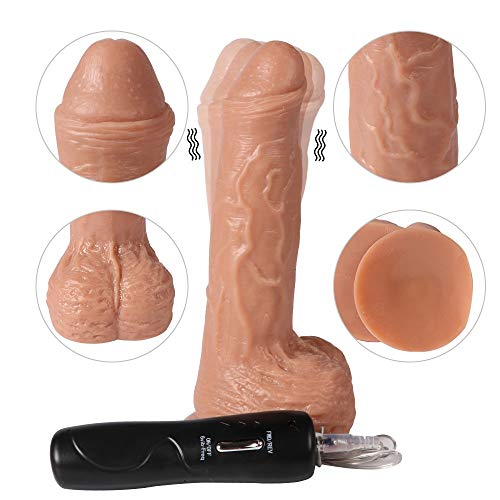 Magic Wand 7 Inch Lifelike Ladies Remote Control Vibration Toy Large Size Waterproof Design Easy to Clean Casual Massage Bedding (Color : Brown)