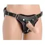 Strict Leather Low Rise Leather Strap-On Dildo Harness with Pink Accents Strict Leather Low Rise Leather Strap-On Dildo Harness with Pink Accents