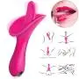 G-spot Clitoris Stimulators Vibrators, Multi-Function Licking Tongue Vibrator Silicone Whisper Quiet Oral Sex Toy with 10 Frequency Waterproof Rechargeable G-Spot Massager for Lesbian Gay Couple(Pink)