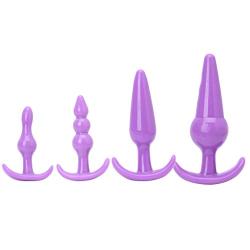 ABBY 4PC Strong Feeling Butt Silicone Beaded Stimulation Toy For Men Women Couple (Purple)