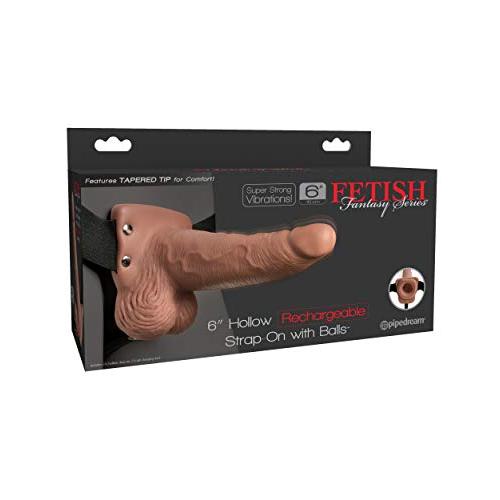 Pipedream Products Fetish Fantasy Series 6" Hollow Rechargeable Strap-on with Balls, Tan