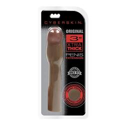 CyberSkin Original 3 Inch Xtra Thick Penis Extension Dark, Male Penis Enhancer Enlarger Intercourse Stimulator, 0.07 Pound