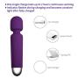 Powerful Cordless Handheld Therapeutic Wand Massager，USB Rechargeable，10x Multi-Speed Vibrations Personal Massager，Perfect for Back Legs Hand Pains，Purple，ALKAID