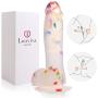 Louviva Confetti Clear Dildo, 7" Realistic Silicone Sex Toys with Suction Cup