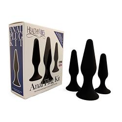 Silicone Butt Plug Kit by Healthy Vibes (3 Pack, Black) - Anal Sex Beginner Set Helps Train Rectum for More Comfortable Intercourse - Anal Toy with Suction Cup Base - Made of Medical-Grade Silicone