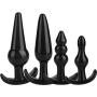 AIEason Sexual Game Butt Toys Anal Plug 4PCS Set Medical Silicone Sensuality Lubricant (Black)