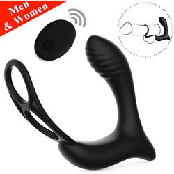 Vibrating Penis Ring, 3 in 1 Wireless Remote Control Prostate Massager with Ball Loop, 10 Speed Rechargeable Vibrator Stimulator Anal Sex Toys for Couple Play