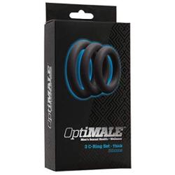 Doc Johnson OptiMALE - Thick 3 C-Ring Set - Stretchy Silicone - Slate